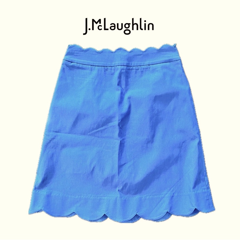 J. MCLAUGHLIN Vista Blue Stretch Preppy A-Line Scalloped Hem Cameron Skirt Sz 0